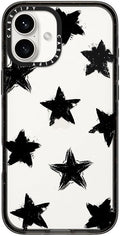 iPhone 16 Plus Impact Case - Clear Black Star Marks Slim Protection