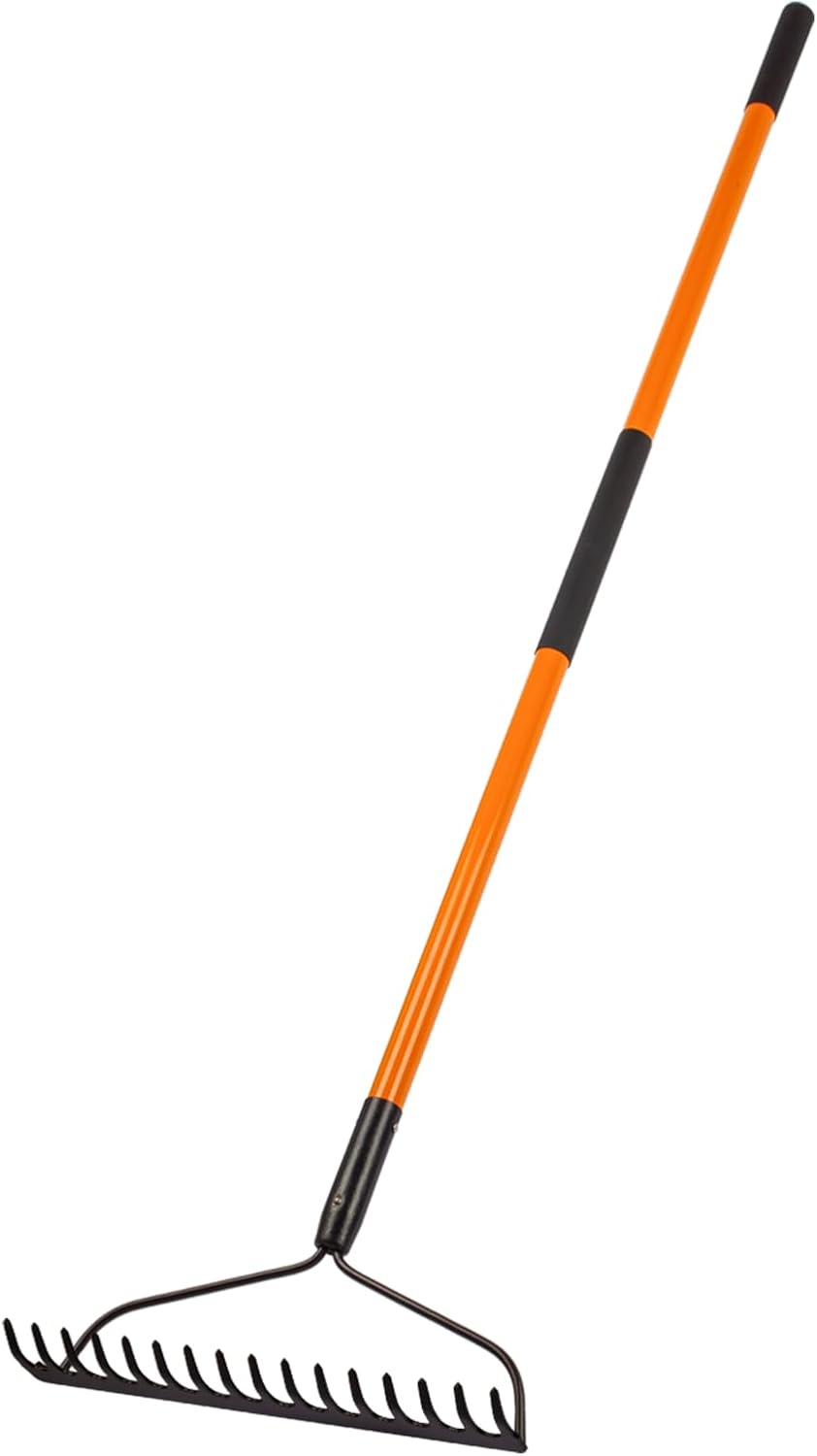 Nohovu Garden Rake - 14 Tine Heavy Duty Rake with 58 in Handle