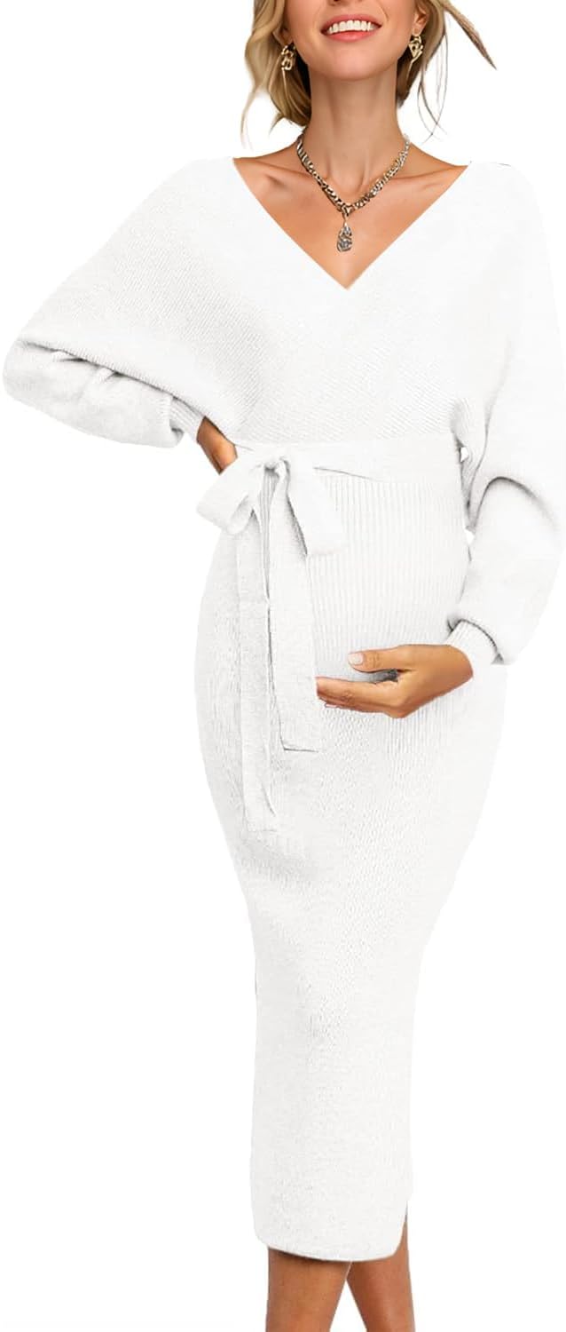 Fall Winter Maternity Nursing Dress for Baby Shower Photoshoot