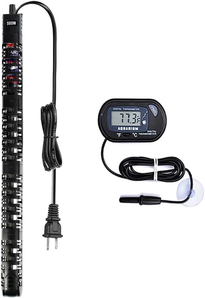 500W Submersible Tank Heater - Adjustable Temp & Extra Thermometer