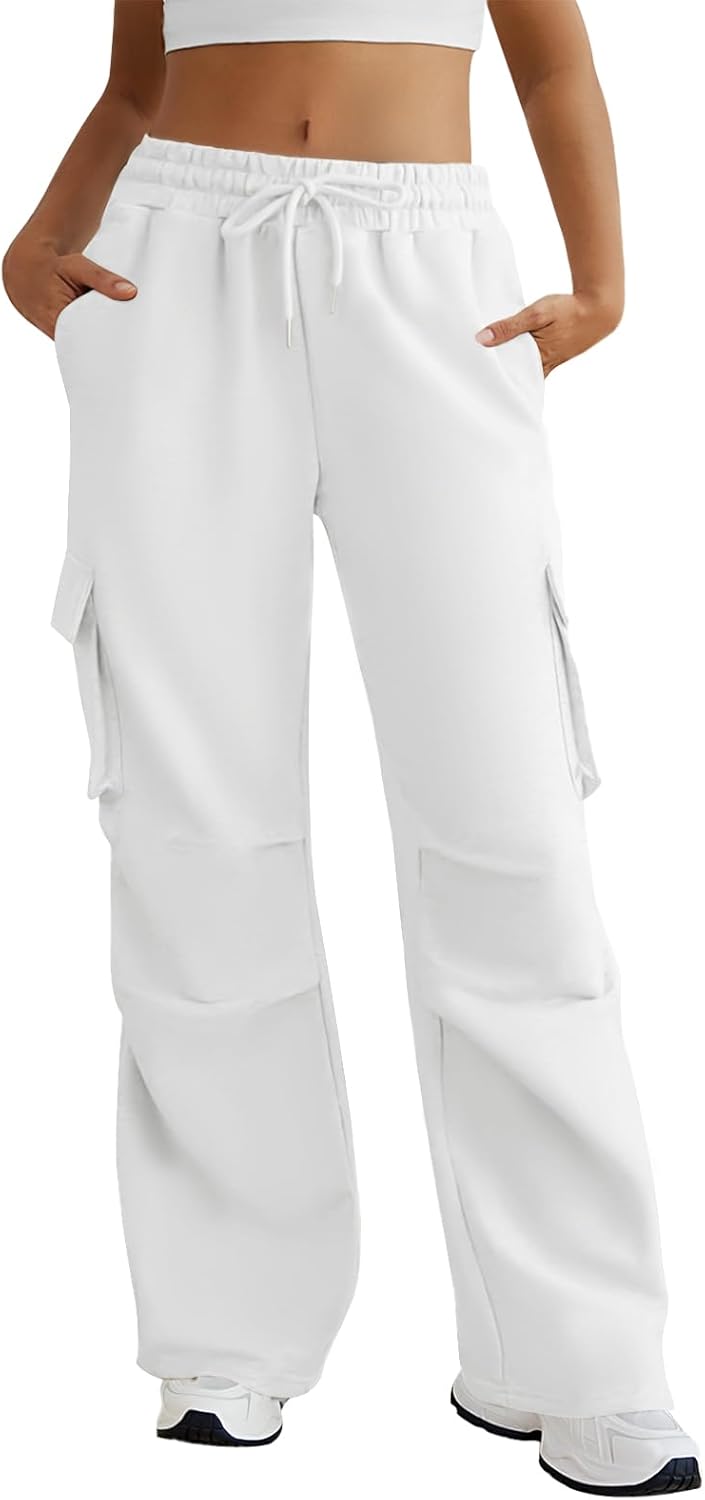 Wide Leg Cargo Sweatpants Women with High Waisted Design