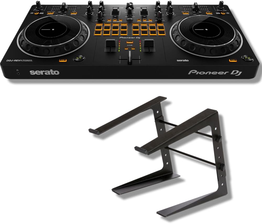 Pioneer DDJ-REV1 DJ Controller Bundle with Adjustable Stand