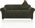 PrinceDeco Velvet Couch Covers for 3 Cushion Sofa - Olive