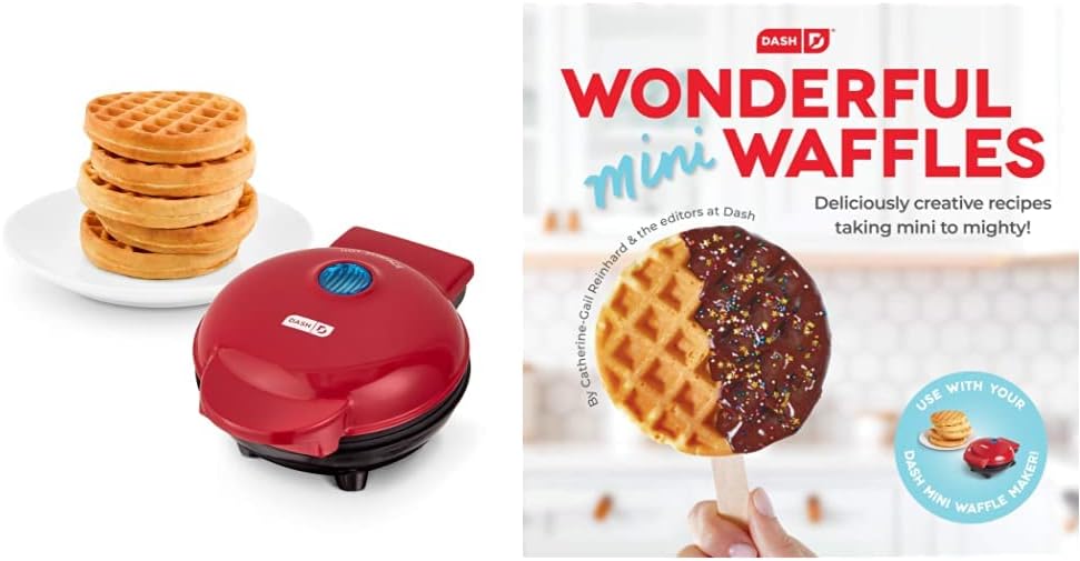 4 Red DASH Mini Maker & Recipe Book - Easy Clean, Non-Stick