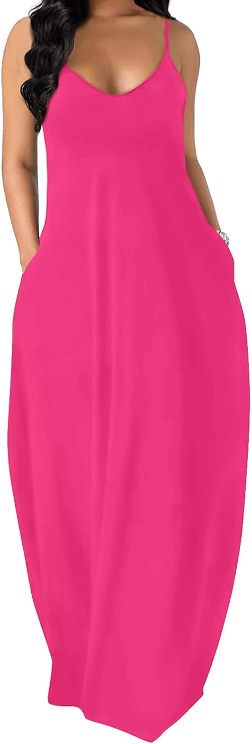 OFEEFAN Women's Maxi Dresses with Pockets for Summer Fun