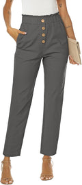 NIMIN Womens Casual High Waisted Paper Bag Pants - Work & Weekend