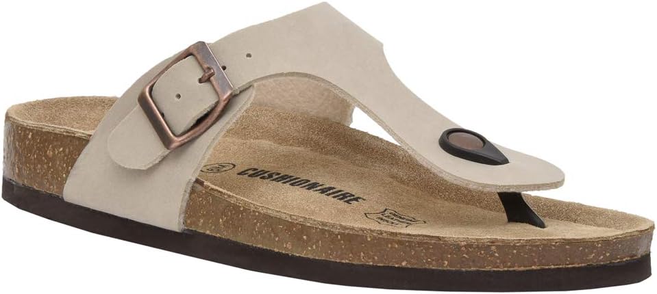 CUSHIONAIRE Women's Leah Cork Footbed Sandal for Comfort