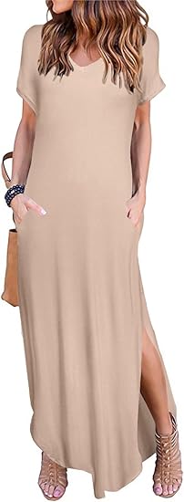 HUSKARY Women's Summer Maxi Dress with Pockets for Comfort 5ft