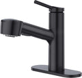 CREA Black Single Hole Bathroom Faucet with Pull Out Sprayer - Compact