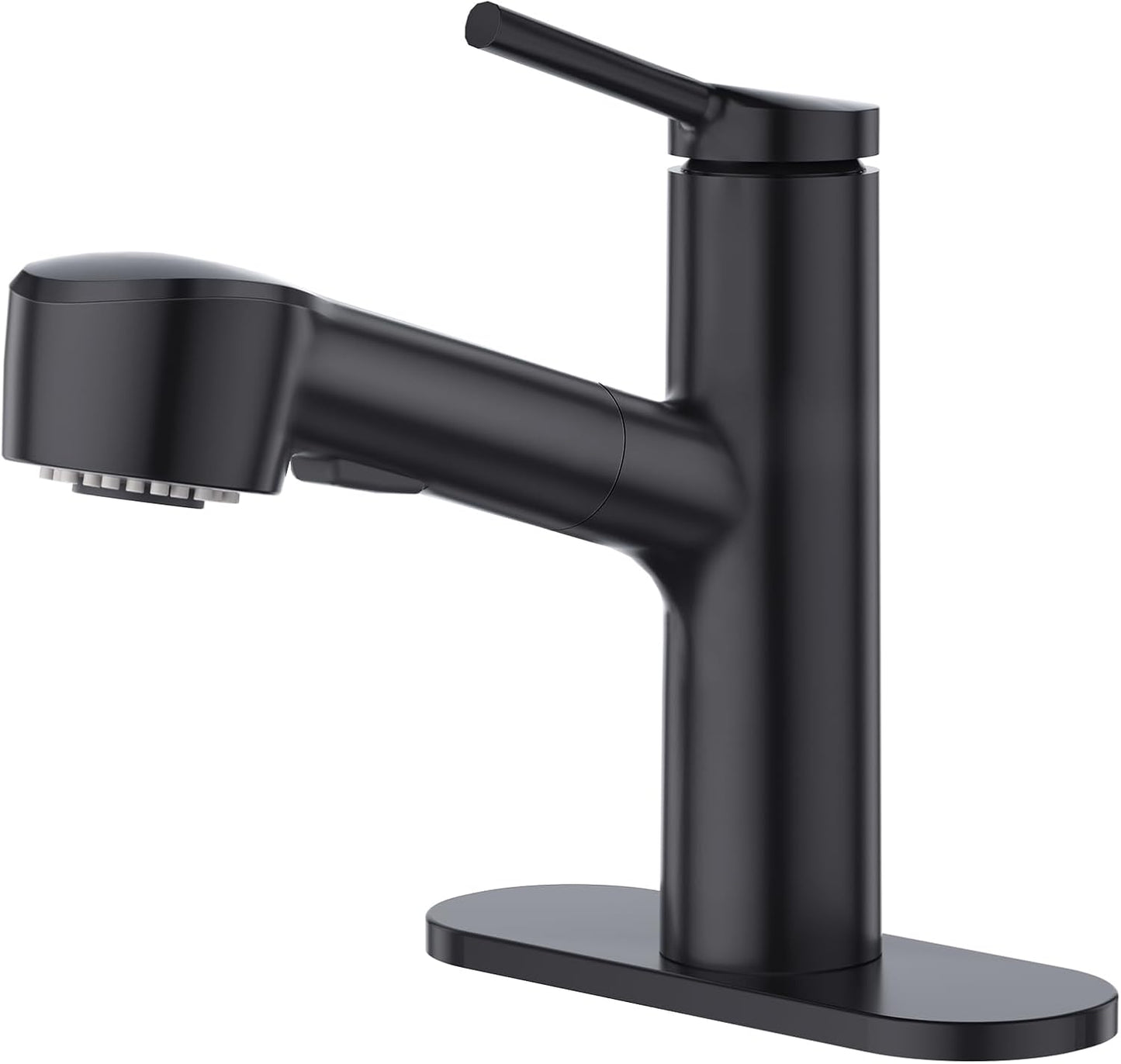 CREA Black Single Hole Bathroom Faucet with Pull Out Sprayer