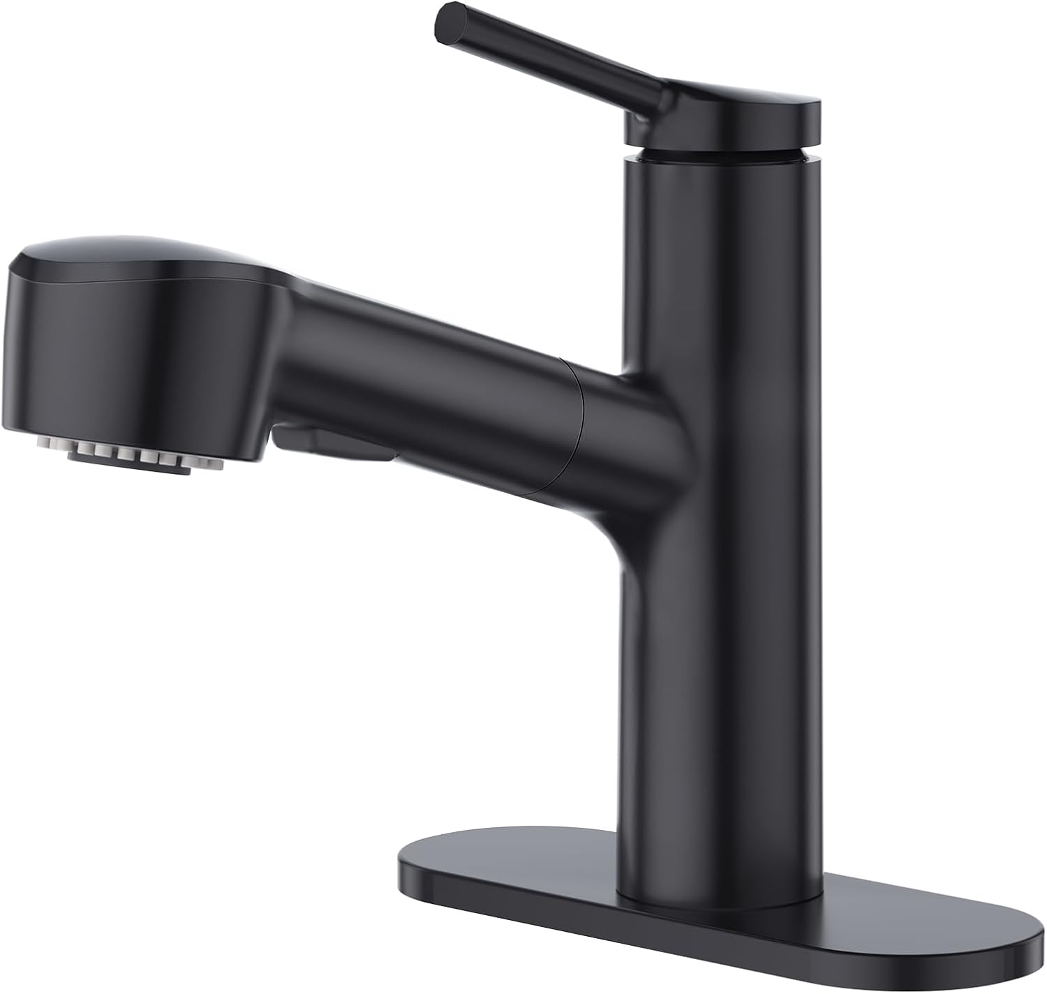 CREA Black Single Hole Bathroom Faucet with Pull Out Sprayer