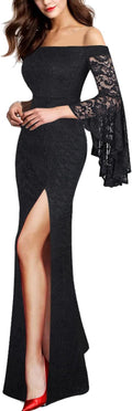 VFSHOW Womens Off Shoulder Bell Sleeve Maxi Dress - Elegant Evening