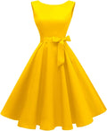 Women's Boatneck Sleeveless 1950s Swing Cocktail Dress - Flattering