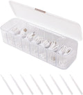 Plastic Cable Management Box with Lid - Clear 8-Compartment Organizer