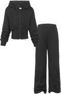 Trendy Girls 2 Piece Outfits Hoodie Zip Drop Shoulder Set