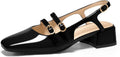 Coutgo Womens Mary Jane Slingback Low Heels - Patent Leather