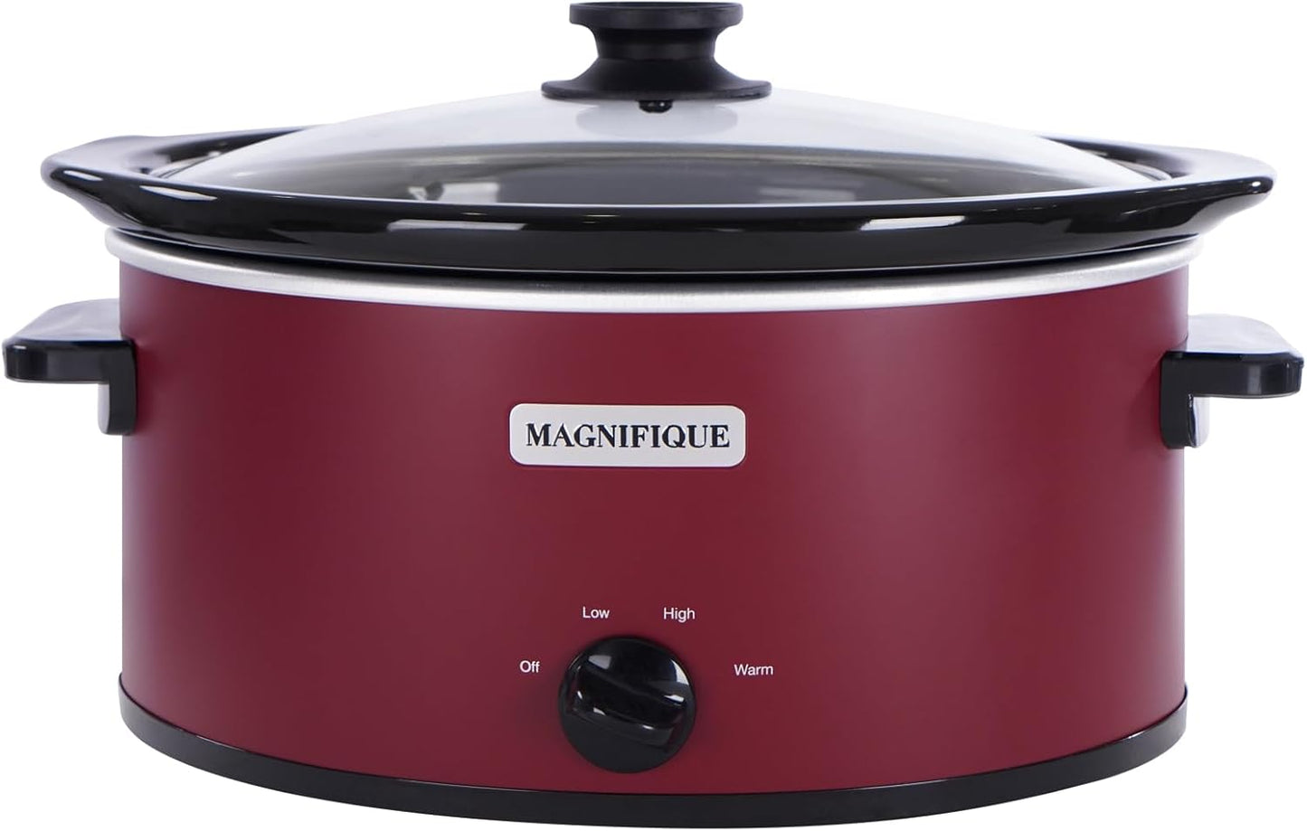 Magnifique 6 Quart Slow Cooker with 3 Cooking Settings in Red