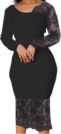 Cololura Elegant Floral Lace Patchwork Bodycon Evening Gown - Sleek