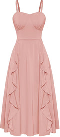 Belle Poque Boho Midi Sun Dress for Women - Ruffle Empire Waist