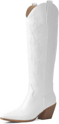 Cowgirl Boots Women Knee High Pointed Toe Block Heel (Style C2F9)