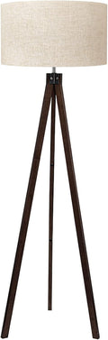 LEPOWER Wood Tripod Floor Lamp - Mid Century Linen Shade