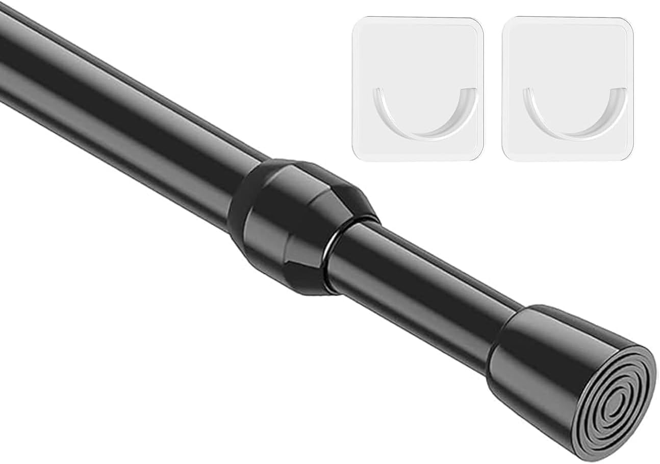 Adjustable Black Tension Rod for Multi-Use Spaces by MEXAU