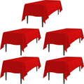 LTC LINENS 5 Pack Red Tablecloths Rectangular 70 x 120 in - Stain