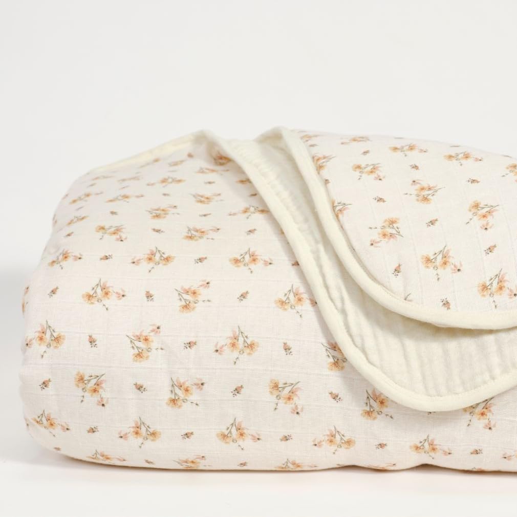 Oilo 100% Organic Cotton Muslin Crib Quilt for Toddler Beds