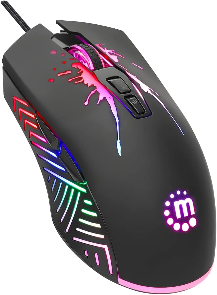MANHATTAN RGB Gaming Mouse 7200 DPI - Long 5ft Cable