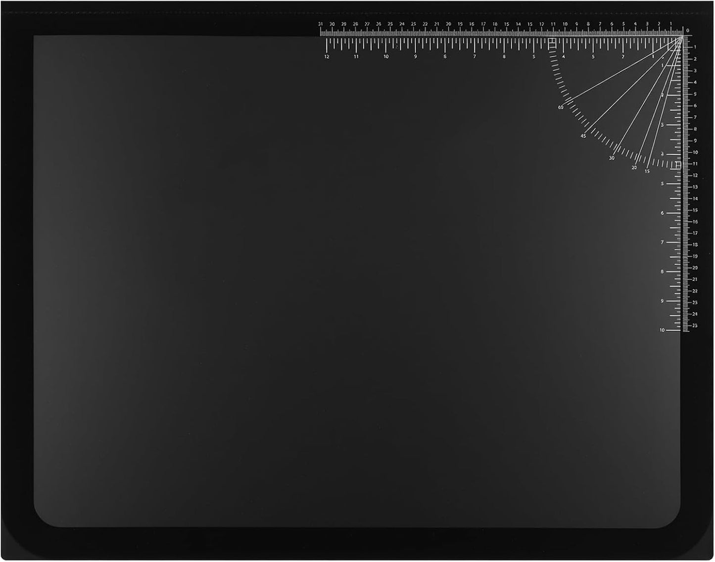 Colingmill 24x19 Black Desk Pad with Clear Overlay - Rulers & Protractor for Home & Office