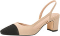 MIRAAZZURRA Women Sling Back Pumps Chunky Heels - Comfortable Everyday