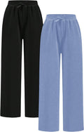 Girl's 2 Pack Sweatpants Elastic Waist Wide Straight Leg Pants