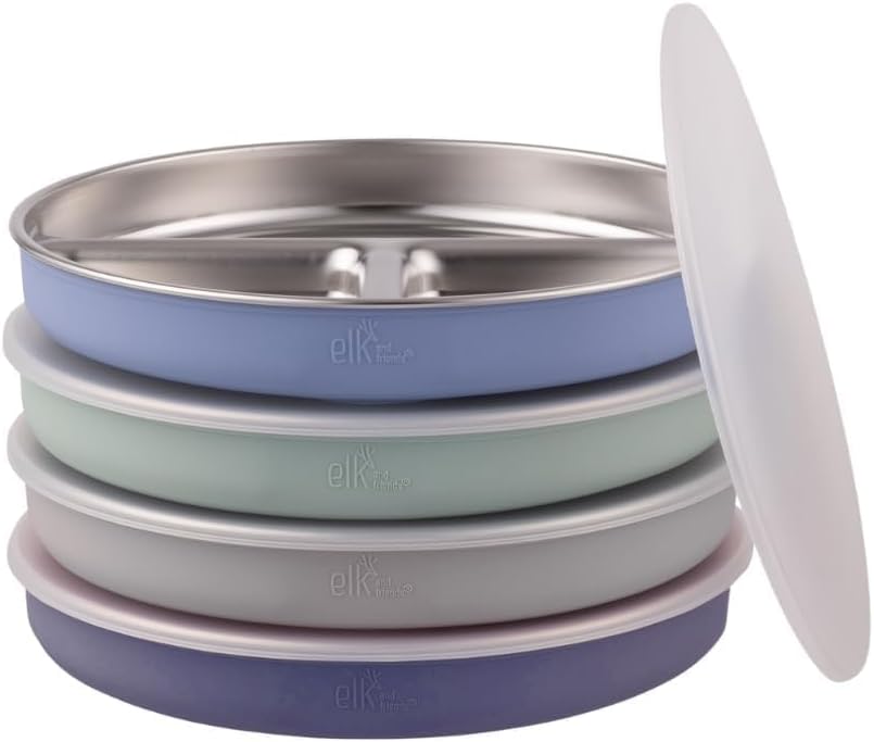 Stainless Steel Divided Plates for Kids | 4 Pack Dinner Set