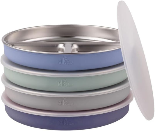 Stainless Steel Divided Plates for Kids | 4 Pack Dinner Set