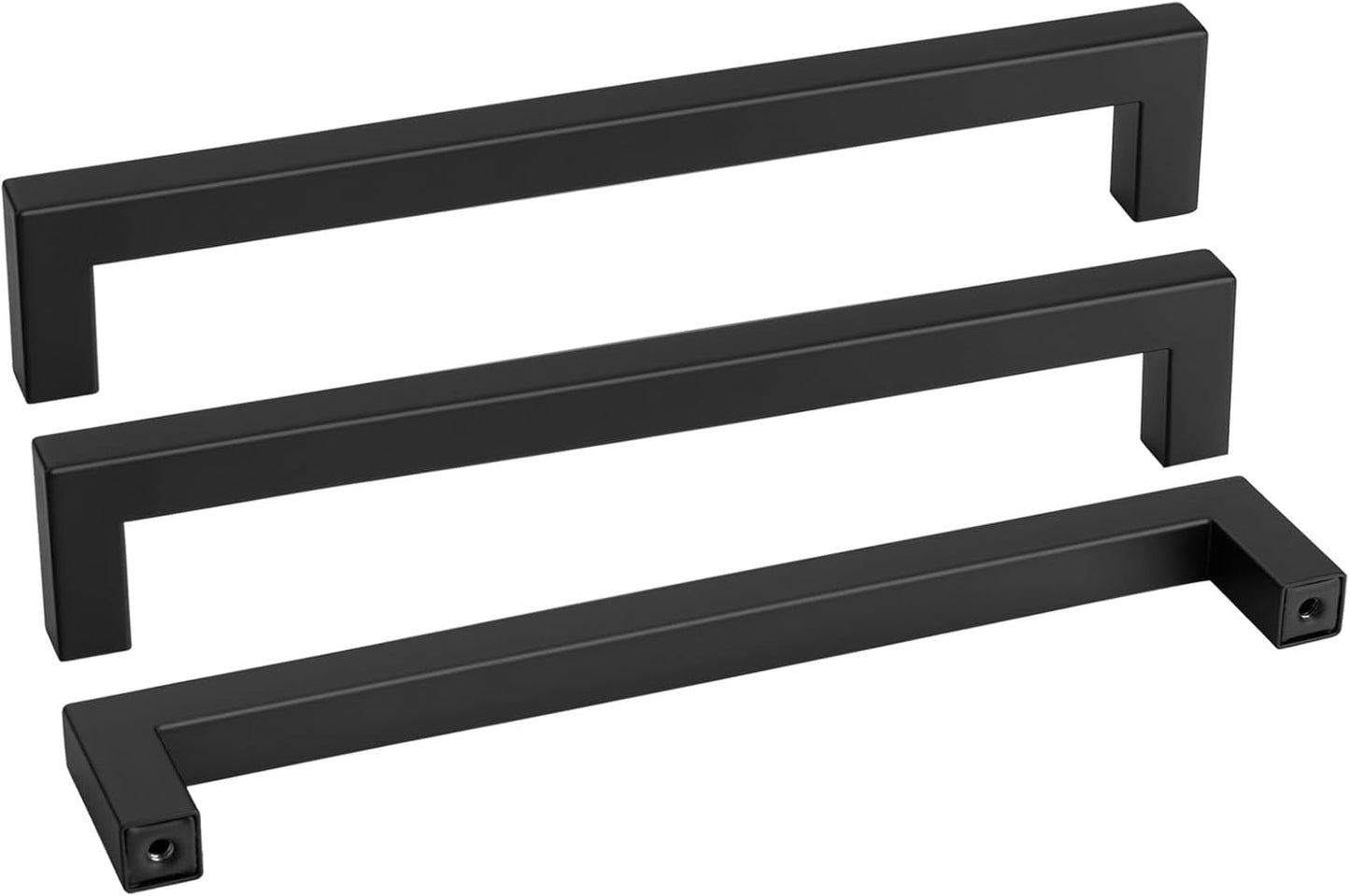 Modern Black Square Bar Cabinet Pulls for Kitchen & Bathroom