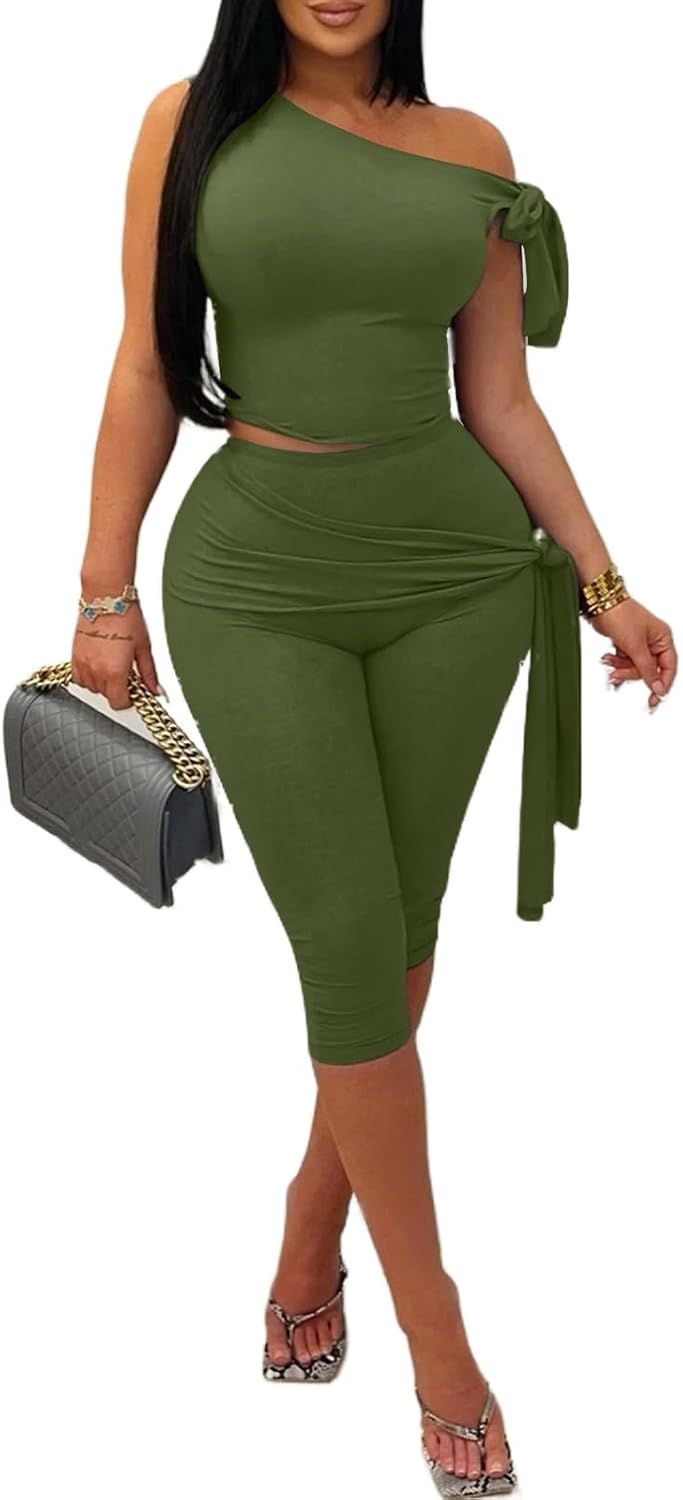 Stylish Women's 2 Piece Outfits with Sleeveless Crop Tops