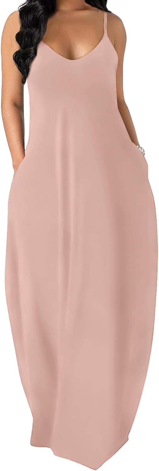 OFEEFAN Women's Maxi Dresses with Pockets for Summer Style