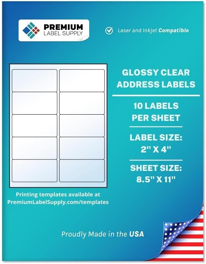 Premium Label Supply Glossy Clear Address Labels for All Uses