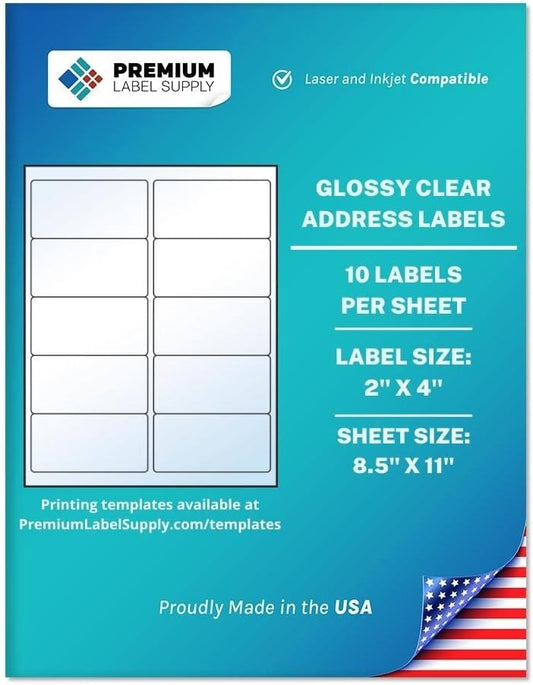 Premium Label Supply Glossy Clear Address Labels for All Uses