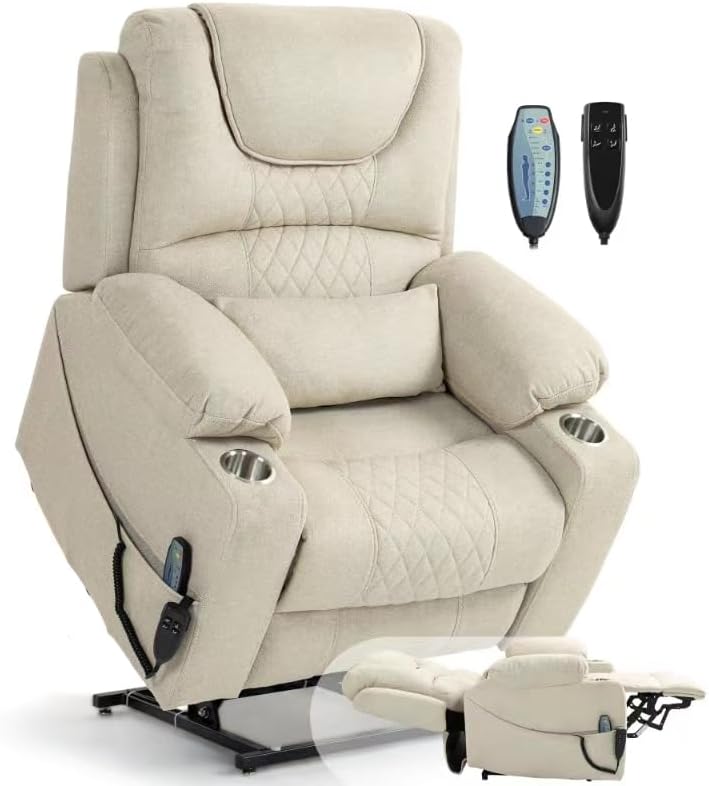 Large Power Lift Recliner Chair with Massage and Heat Features