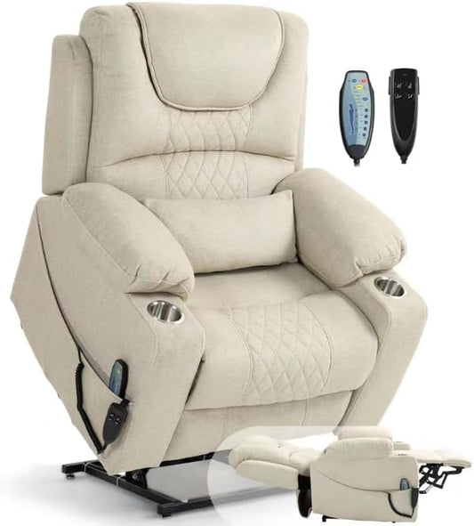 Large Power Lift Recliner Chair with Massage and Heat Features