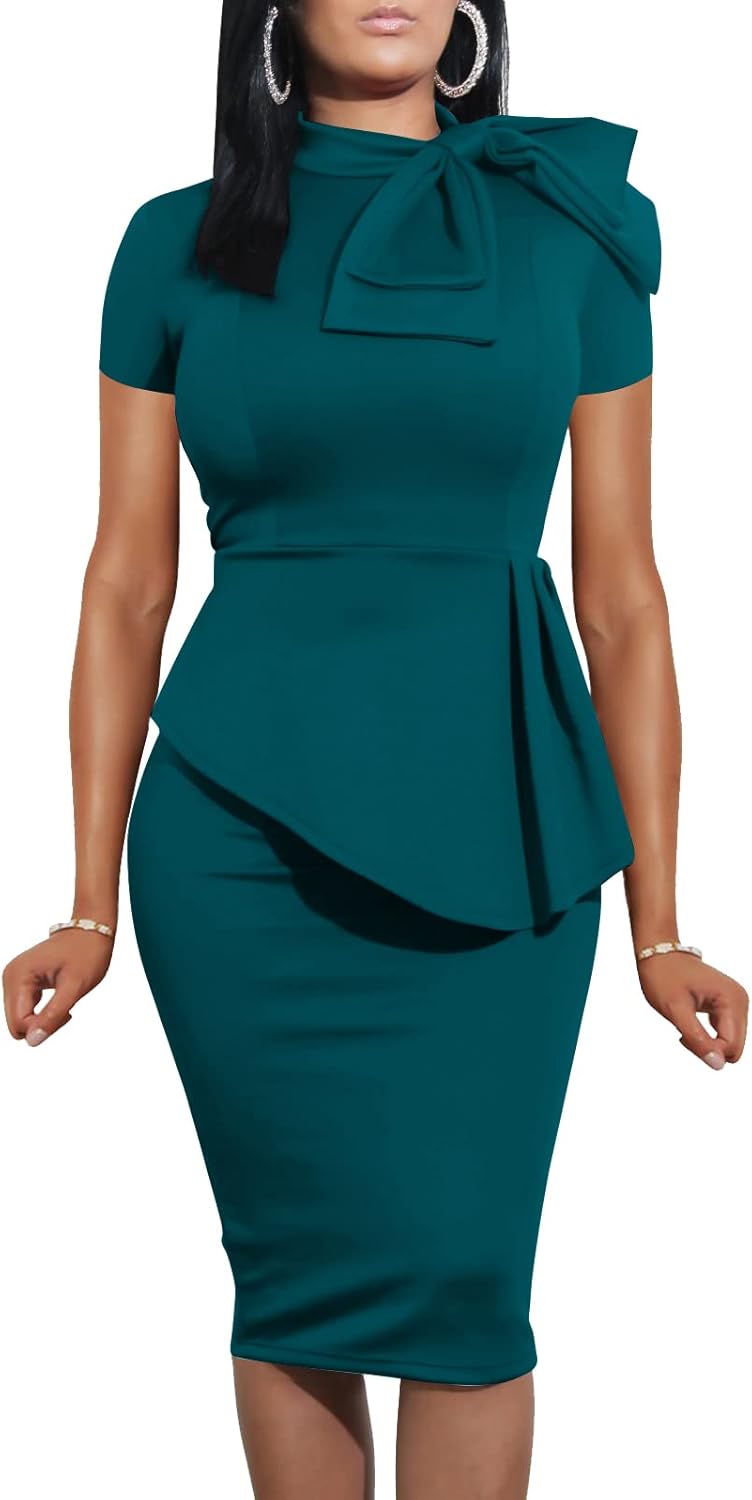LAGSHIAN Women Fashion Peplum Bodycon Pencil Party Dress Review