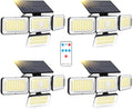 Mokot Solar Lights Outdoor 4-Head Motion Sensor Flood Lights - Bright