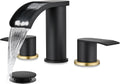 Waterfall 8 in Widespread Bathroom Faucet Set - Matte Black & Brushed