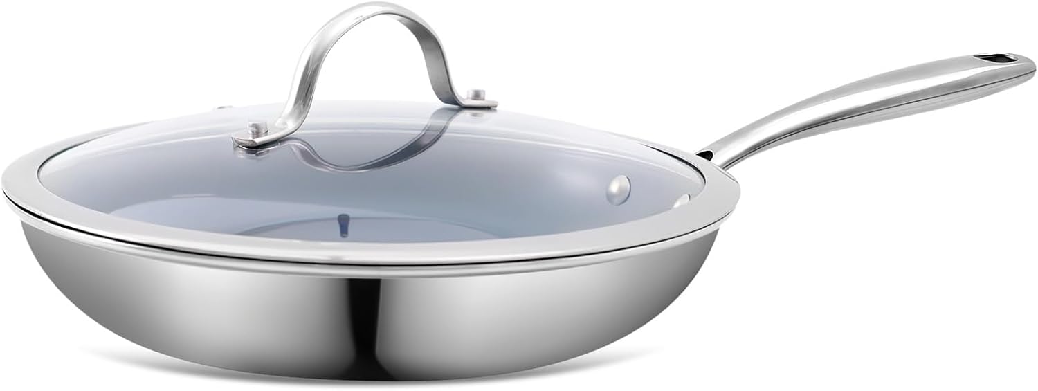 Stainless Steel Non Stick Frying Pan with Healthy Ceramic Coating