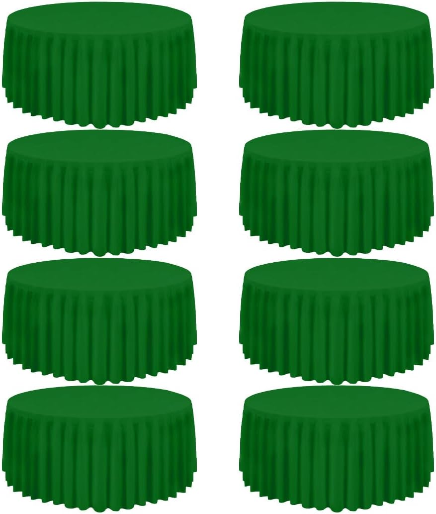 8 Pack 120 Inch Green Round Tablecloth for Elegant Events