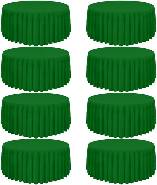 8 Pack 120 Inch Green Round Tablecloth for Elegant Events