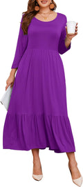 LARACE 3/4 Sleeve Plus Size Maxi Dress - Comfortable Everyday Fit