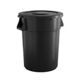 44 Gallon Black Round Commercial Trash Can with Lid - Durable