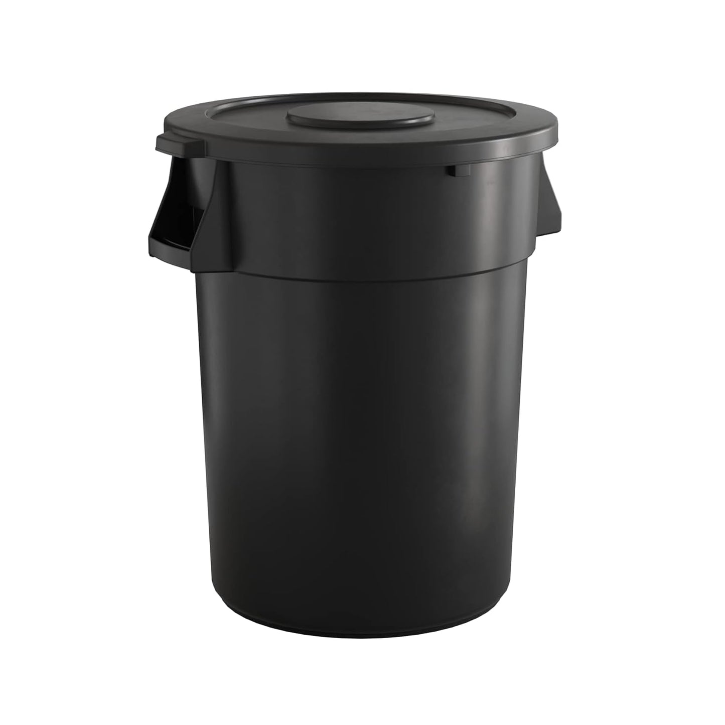 44 Gallon Black Round Commercial Trash Can with Lid for Durability